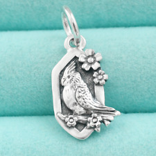Pingente de prata esterlina 925 papagaio cacatua pássaro charme flor para colar comprar usado  Enviando para Brazil