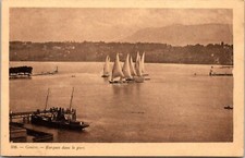 Cartão postal Genebra Suíça Lago Genebra Veleiros Barques dans le Port 1900 1907 comprar usado  Enviando para Brazil