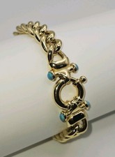 Pulseira de corrente Veronese prata esterlina Vermeil fecho turquesa 11 mm 7,5" comprar usado  Enviando para Brazil