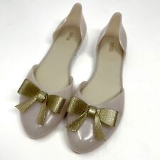 Sapato de balé Melissa Slip On Jelly Flats feminino 9 bege dourado glitter metálico comprar usado  Enviando para Brazil