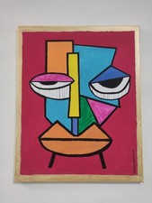 QUADRO MODERNO VOLTO ASTRATTO STILE CUBISTA COLORATO - DIPINTO A MANO SU TELA - comprar usado  Enviando para Brazil