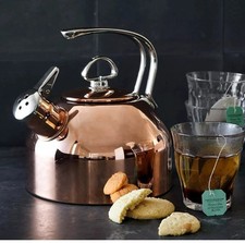 Chaleira de chá Chantal 1,8 qt cobre clássica fogão apito teca comprar usado  Enviando para Brazil