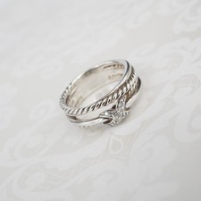 David Yurman Diamond X pulseira cruzada prata esterlina 6 mm tamanho 5 RS3733 comprar usado  Enviando para Brazil
