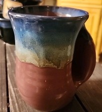 Caneca aquecedora de mão cerâmica argila em movimento assinada Neher 2018 para mão direita azul vermelha comprar usado  Enviando para Brazil