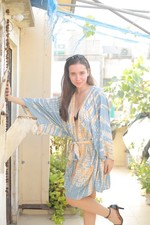 Precioso Gris y Naranja Teñida Corto Bolero Estilo Kimono Mujer Vestido Ps TD46 comprar usado  Enviando para Brazil