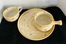TEMPTATIONS por TARA 3PC. CONJUNTO DE PRATO E TIGELAS DE LANCHE MARROM PADRÃO AMARELO DO VELHO MUNDO comprar usado  Enviando para Brazil
