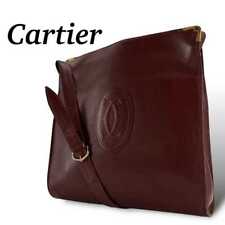 Bolso de Hombro Cartier Bandolera Logo Cuero Rojo Vino Para Mujer USADO DE JAPÓN, usado segunda mano  Embacar hacia Argentina