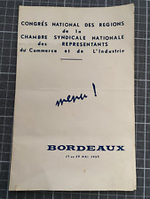 1965 menu congrès d'occasion  Bordeaux-