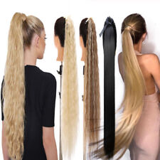 Clipe de 32 polegadas de comprimento reto envoltório extensão de cabelo rabo de cavalo resistente ao calor  comprar usado  Enviando para Brazil