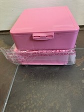 Recipiente de almoço Pottery Barn Kids rosa Bento caixa plástico tampa de pressão - DOIS! Escola comprar usado  Enviando para Brazil