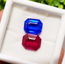 Anel em forma de octógono 9 a 9 quilates 2 peças safira azul natural e rubi tamanho pedra preciosa solta, usado comprar usado  Enviando para Brazil