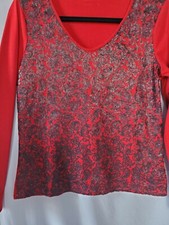 🎪Camisa pulôver de malha com estampa bordada metálica vermelha Coldwater Creek🎪 tamanho médio. 🌹 comprar usado  Enviando para Brazil