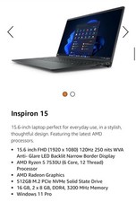 Novo Notebook Dell Inspiron 15 3535 15.6" AMD Ryzen 5 16GB 512GB AMD Radeon Win 11 comprar usado  Enviando para Brazil