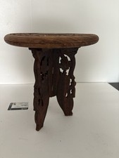 Usado, Suporte de mesa dobrável vintage esculpido à mão em madeira com incrustações 9” comprar usado  Enviando para Brazil
