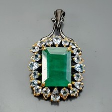 Joia joia 12 ct+ pingente de berilo verde natural prata esterlina 925 /NP47378 comprar usado  Enviando para Brazil