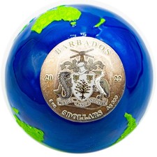 Barbados, 5 $, Blue Marble Planet – Green Earth, (3 uncje / 3 uncje czystego srebra) 2022 na sprzedaż  PL