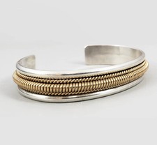 Bracelete feminino Navajo prata esterlina folheado a ouro 12K fio torcido por Tahe comprar usado  Enviando para Brazil