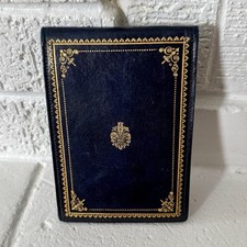Usado, Antigo 1920 bloco de notas de couro azul estojo dourado elegante planejador de forro Moiré Nota comprar usado  Enviando para Brazil