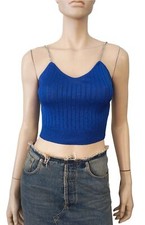 Blusa cropped rara Y2k SERGIO GIROMBELLI tamanho 42 alça de strass azul metálico 6 comprar usado  Enviando para Brazil