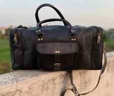 Bagagem de viagem masculina de couro genuíno grande preta para academia fim de semana bolsa para pernoite comprar usado  Enviando para Brazil