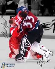 Foto firmada por Patrick Roy Chris Osgood Avalanches Red Wings Fight autógrafo impresión, usado segunda mano  Embacar hacia Argentina