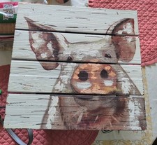 Arte de parede de porco pintada em paletes 14" comprar usado  Enviando para Brazil
