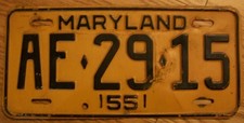 1955 maryland license plate for sale  Plattsmouth