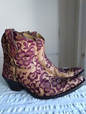 CORRAL BOOTS BROWN PURPLE FLOWER EMBROIDERY G1078 US 9, EU 39,  UK 6 comprar usado  Enviando para Brazil