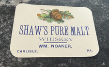 VINTAGE PRE-PRO SHAW'S PURE MALT WHISKEY WM. NOAKER CARLISLE PA BERNHEIM BROS comprar usado  Enviando para Brazil