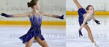 Figura de hielo vestido de patinaje figura vestido de skaitng para competición teñido azul segunda mano  Embacar hacia Mexico