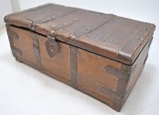 Caixa de armazenamento de madeira antiga original antiga feita à mão de metal ajustada comprar usado  Enviando para Brazil