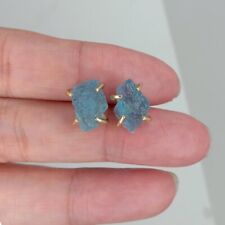 Pendientes de tachuelas de plata 925 azul aguamarina áspera pendientes de piedras preciosas para regalo segunda mano  Embacar hacia Mexico