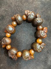 Maravilloso brazalete amuleto cuentas *cráneo* cuerno de buey natural tibetano tallado a mano segunda mano  Embacar hacia Mexico
