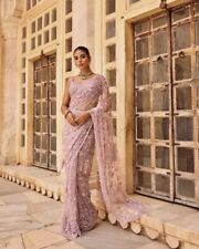 Pink net saree d'occasion  Expédié en Belgium