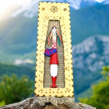 Arte popular ucraniana feminina madeira queimada placa lembrança pessoa parede decoração artesanato comprar usado  Enviando para Brazil