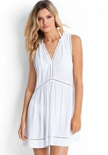 Vestido Seafolly tamanho XL branco detalhe de escada ajuste relaxado gola V praia natação popover comprar usado  Enviando para Brazil