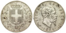 Itália - 5 liras 1876 - Victor Emmanuel II, prata comprar usado  Enviando para Brazil