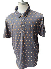 Camisa polo masculina casual golfe William Murray cinza grande coquetel copos por toda parte comprar usado  Enviando para Brazil