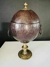 Antigo copo caixa de casca de coco articulado montado em latão e cobre do século XIX comprar usado  Enviando para Brazil