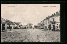Grajewo, Ulica Zachodnia, Komendantura, pocztówka  na sprzedaż  Wysyłka do Poland