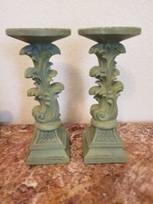 2 castiçais pilares franceses vintage base pesada resina gótica do velho mundo. comprar usado  Enviando para Brazil