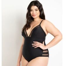 Maiô Eloquii Plus Size 28 painel de malha preta peça única comprar usado  Enviando para Brazil