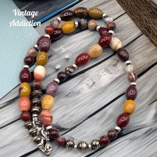 Colar de contas de banco de pérolas Mookaite renda ágata esterlina navajo sudoeste vintage peão comprar usado Colar de contas de banco de pérolas Mookaite renda ágata esterlina navajo sudoeste vintage peão comprar usado  Enviando para Brazil