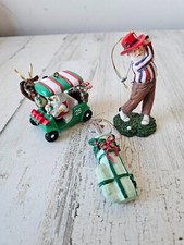 Conjunto de bolsa de carrinho vintage enfeite de golfista Papai Noel árvore de Natal comprar usado  Enviando para Brazil