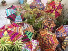 7 sztuk indyjskich dekoracyjnych ręcznie robionych parasol vintage ślub projektant parasole przeciwsłoneczne na sprzedaż  Wysyłka do Poland
