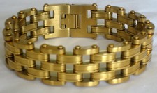 Pulseira grande masculina de aço inoxidável folheada a ouro 8,5" comprar usado  Enviando para Brazil