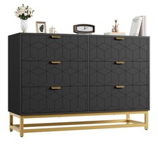 Cômoda preta IDEALHOUSE para quarto, cômoda de 6 gavetas com pernas de metal comprar usado  Enviando para Brazil