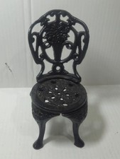 Usado, Mini cadeira de ferro fundido preta jardim pátio boneca suporte planta 9"  comprar usado  Enviando para Brazil