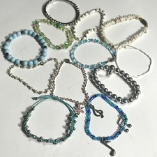 Lote de Tornozeleira Delicate Dainty Boho Chic Pulseira Elástica com Contas Azul Branco, usado comprar usado  Enviando para Brazil