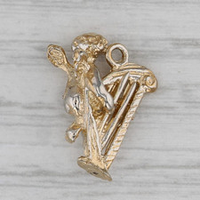 Pingente de ouro amarelo 14k amuleto de harpa querubim anjo tocando harpa comprar usado  Enviando para Brazil